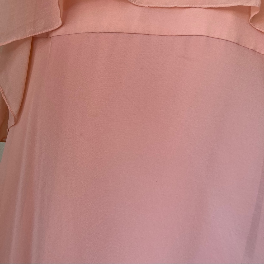 BCBG Maxazira Marilee 100% SILK chiffon high neck dress M peach pink blush CL3 - Picture 8 of 16